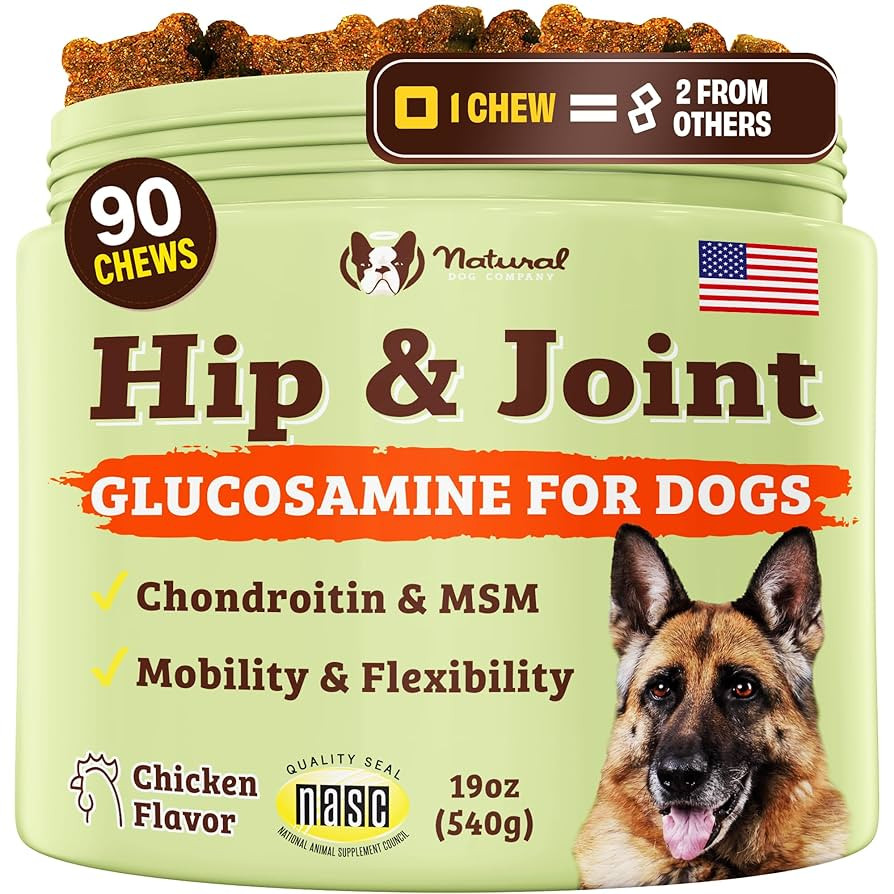 Natural Dog Company Hip & Joint Chews, Chicken Liver & Turmeric Flavor, with Glucosamine Chondroi... | Amazon (US)