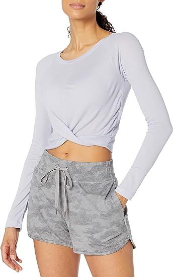 Core 10 Women's Ultra-Lightweight Semi-Sheer Rib Knit Wrap Long Sleeve Yoga Shirt | Amazon (US)