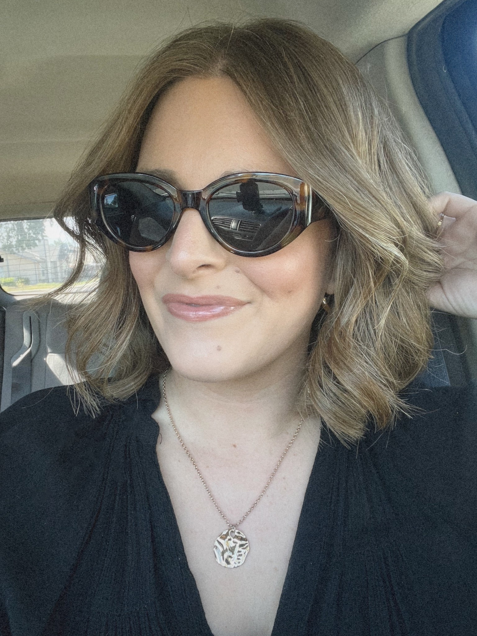 I have been wearing these sunglasses every day! Such a chic style and affordable. 

Wearing lipstick shade “bare it all"

#LTKMidsize #LTKFindsUnder50