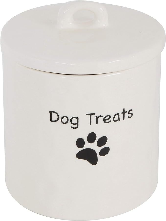 Creative Co-op Dog Treats Stoneware Canister, White | Amazon (US)