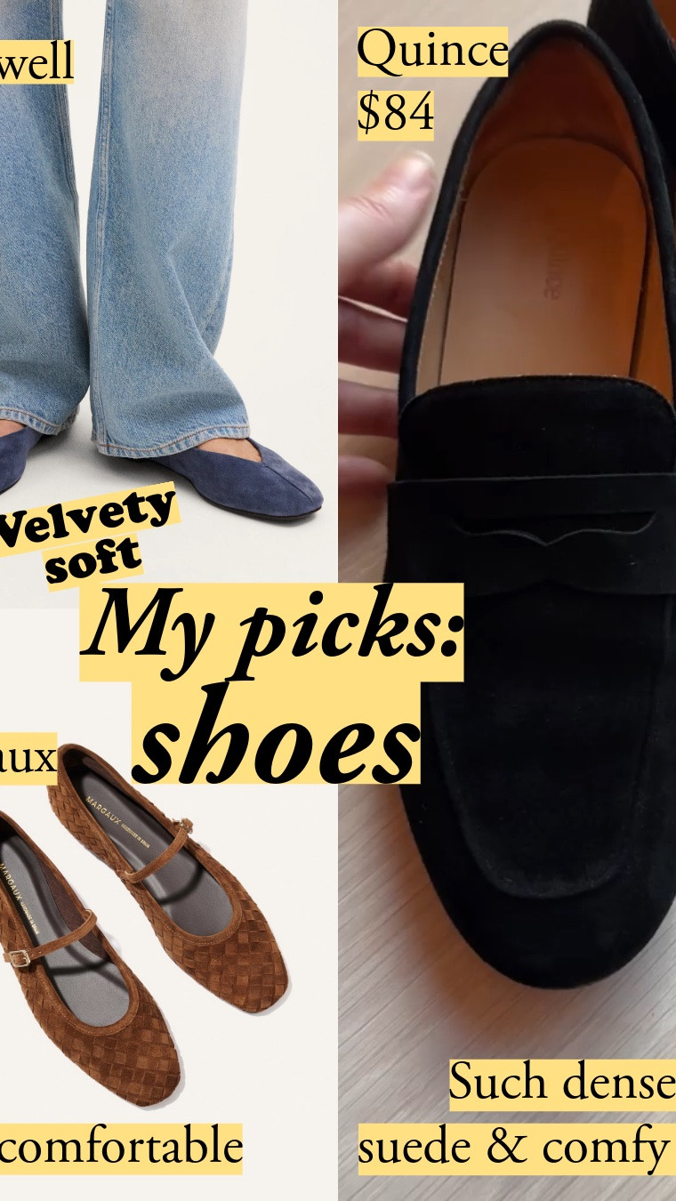 Suede that's worth it.: shoes. My Quince loafers have insanely beautiful suede for the price. I'd pay 3x as much for them. The lining is smooth, and the insole is cushioned – I've walked hours in them. The Madewell look and feel impressive in person. You can't see the inner reinforcement on them – they're smooth. The Anonymous boots show off the lush suede with their slouch. Really excited for these.

#LTKootd #LTKSeasonal