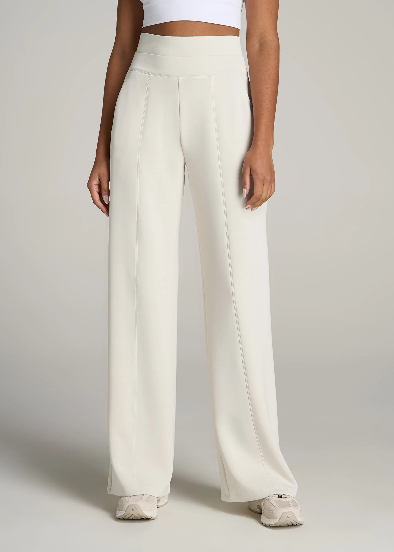Soft Motion Wide Leg Ultra High Rise Pant for Tall Women in Pearl | American Tall