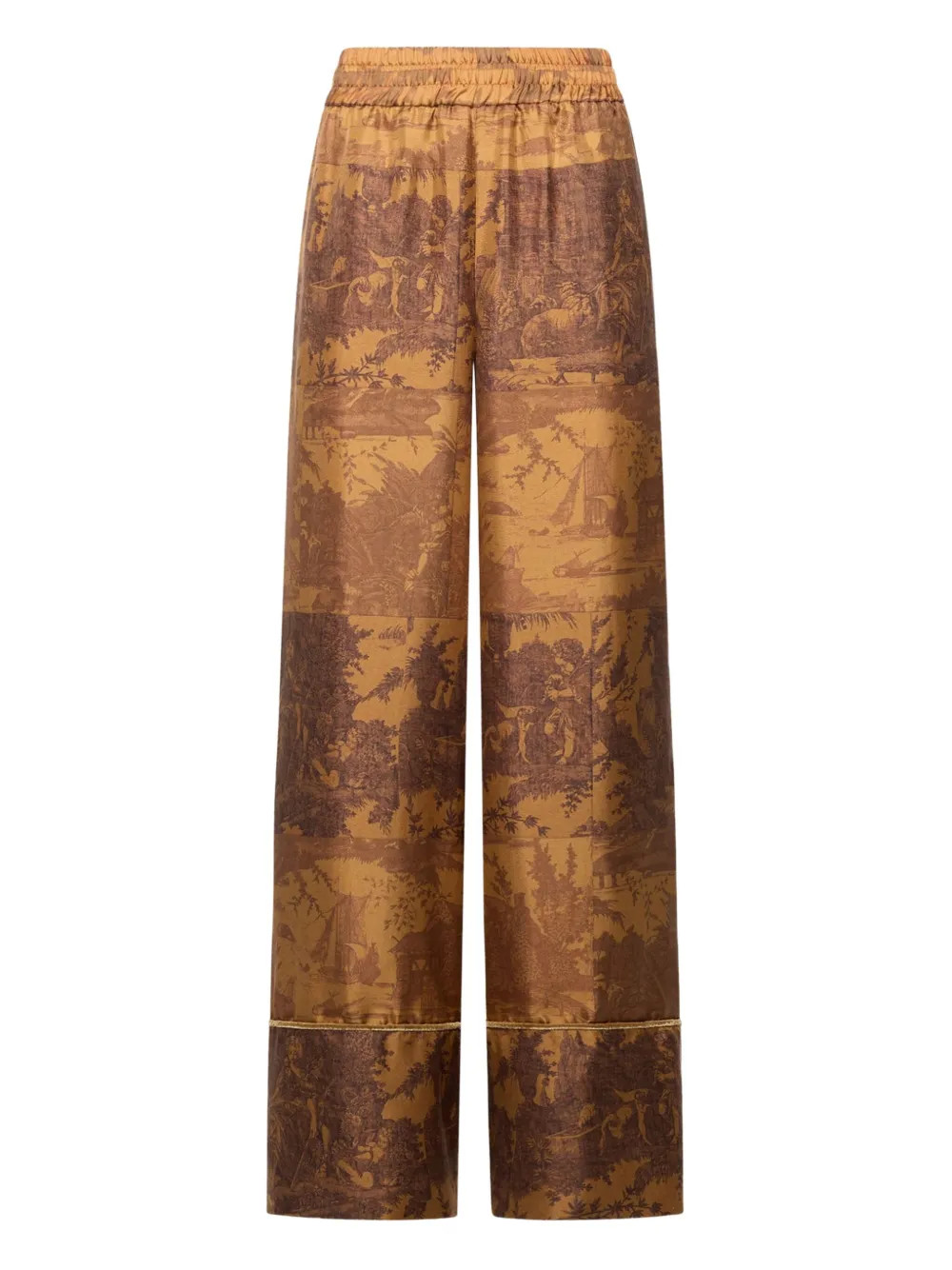 Pierre-Louis Mascia toile-print elastic-waist trousers - Brown | Farfetch Global