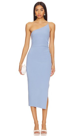 Nala One Shoulder Midi Dress in Meridian Blue | Revolve Clothing (Global)