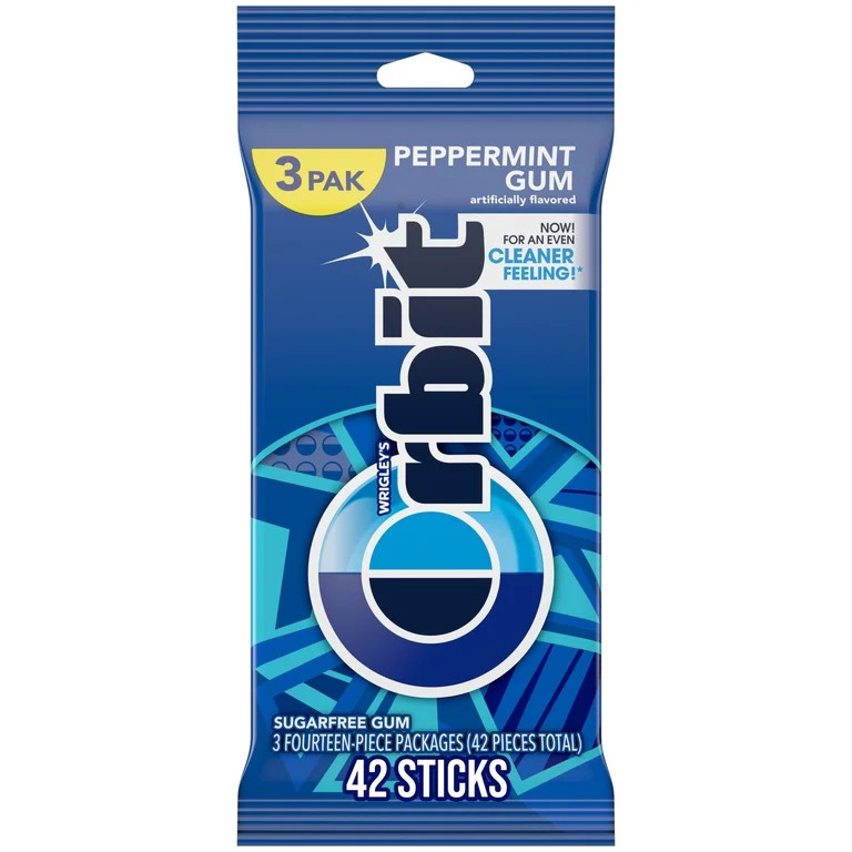 Orbit Peppermint Sugar Free Chewing Gum Travel Essentials - 3 Ct Pack | Walmart (US)