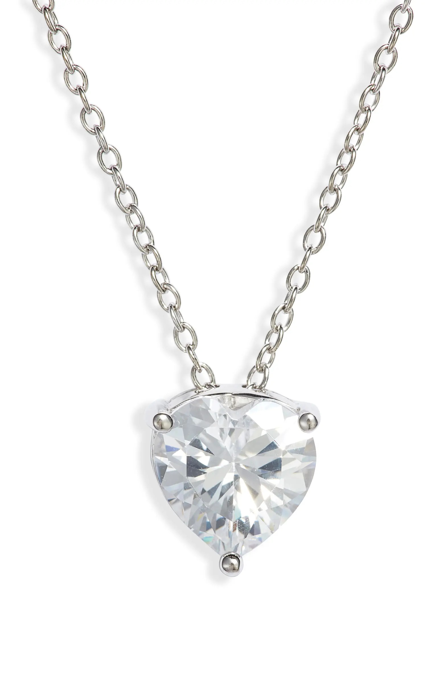 2ct tw Sterling Silver Cubic Zirconia Heart Pendant Necklace | Nordstrom