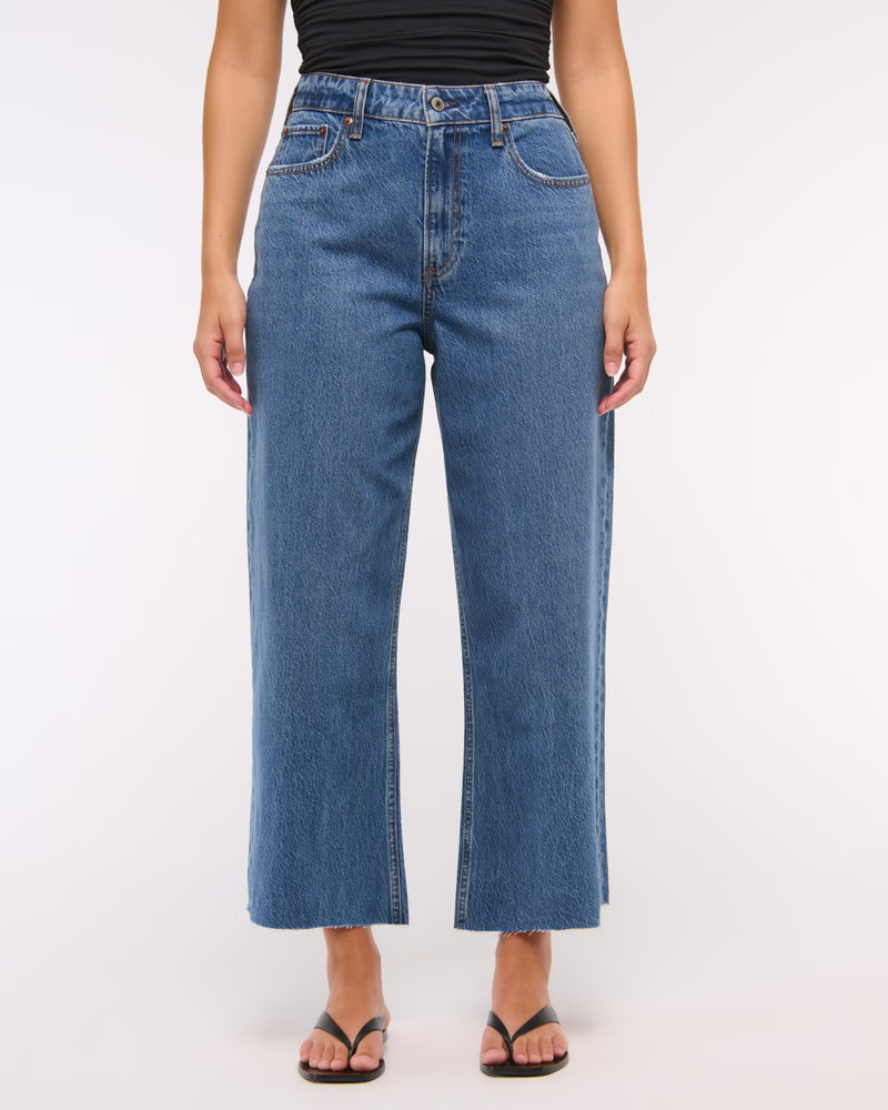 Women's Curve Love High Rise Cropped Wide Leg Jean | Women's Bottoms | Abercrombie.com | Abercrombie & Fitch (US)