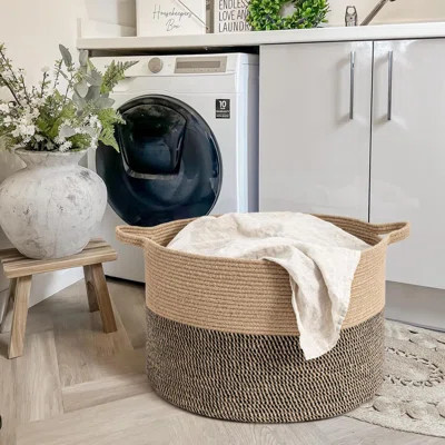 Wicker Storage Basket,Woven Blanket Storage For Living Room, Round Woven Basket For Clothes, Jute Basket, Big Laundry Basket For Pillow | Wayfair North America