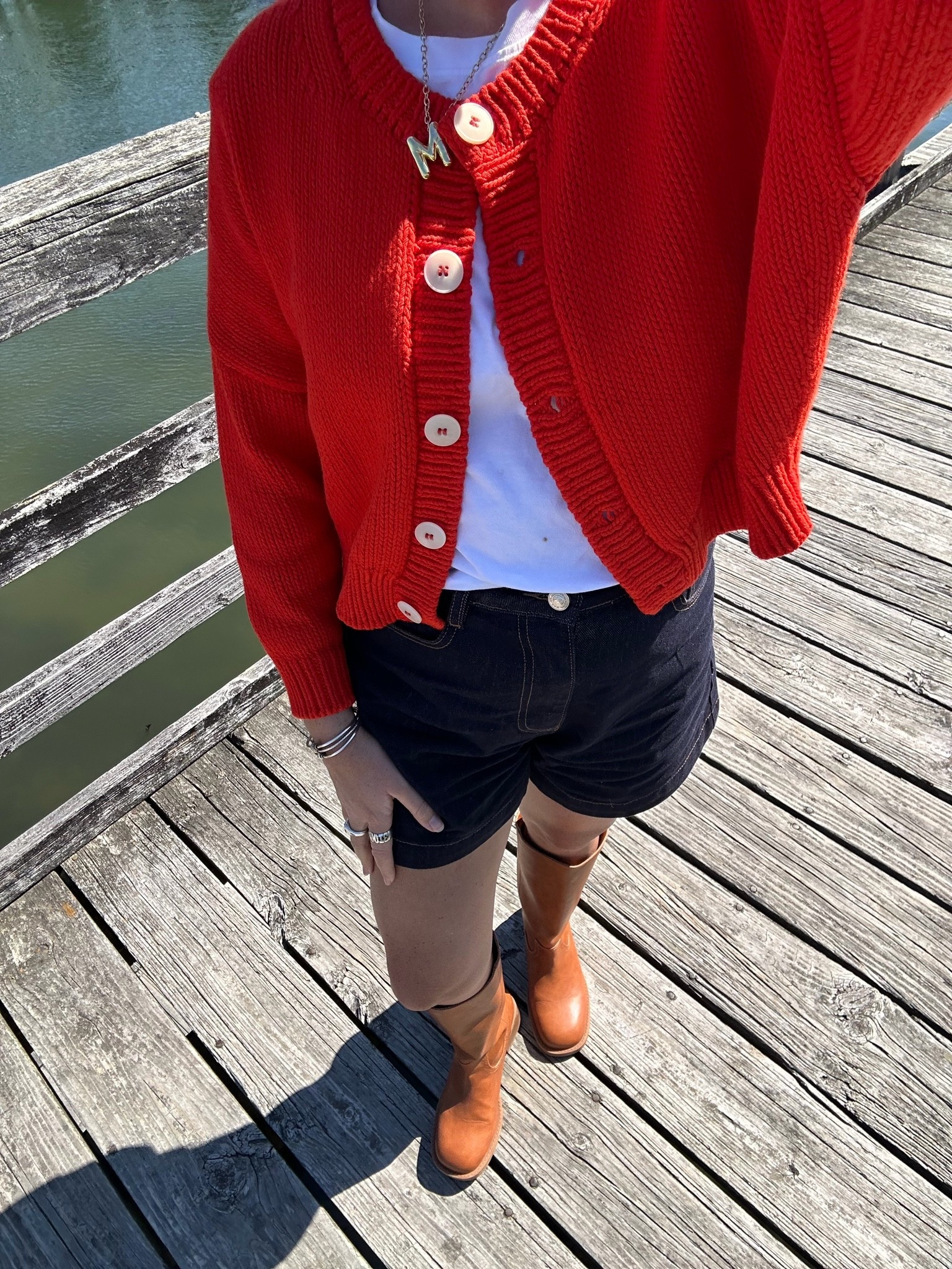 Cardigan is the Babaa cardigan no14 summer flame, linked a similar cardigan from sezane! #ootd #outfitinspo #cardigan #red #boots

#LTKdayinmylife #LTKootd