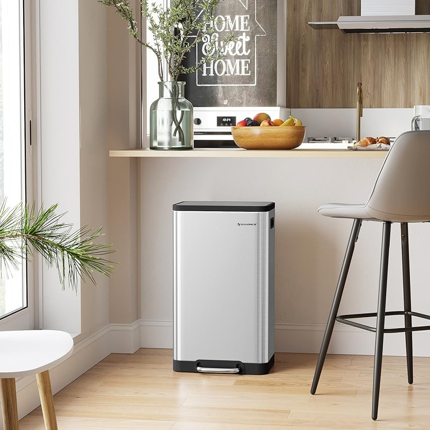 Kohler 20940-ST 13 Gallon Hands-Free Kitchen Step, Trash Can with Foot Pedal, Quiet-Close Lid, Stain | Amazon (US)