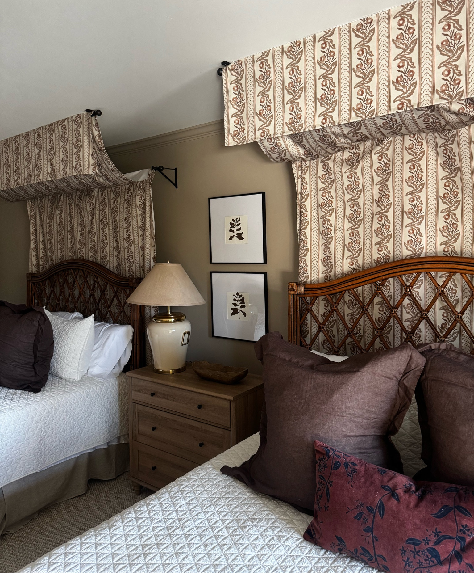 Everything exact linked but custom bed canopy/draping, vintage lamp, & floral prints inside Amazon frames. Amazon bedding, brown euro pillows, lightweight quilt, oversized wooden nightstand. 

#LTKHome #LTKStyleTip #LTKFindsUnder50