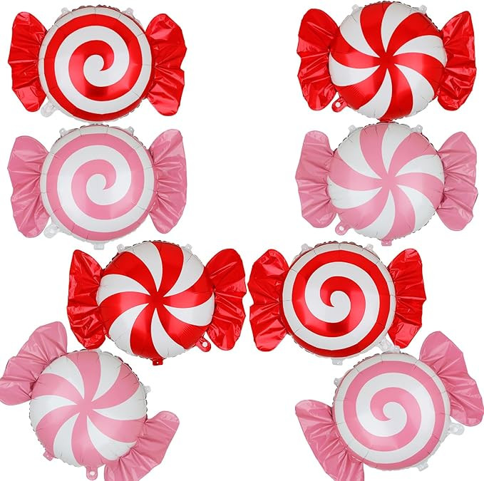 8 Pcs Sweet Candy Balloon Xmas Christmas Candies Theme Mylar Foil Balloons Baby Shower Candyland ... | Amazon (US)