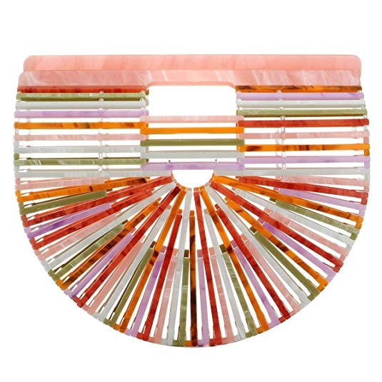 Womens Ark Bamboo/Acrylic Clutch Handbag Large Tote Bag Beach Bag | Amazon (US)