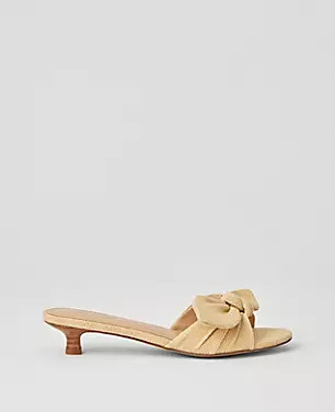 Bow Straw Kitten Heel Sandals | Ann Taylor