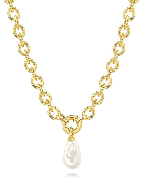 18K Gold Oval Dainty Layered/Satellite/Paperclip Chain Necklace for Women. | Amazon (US)