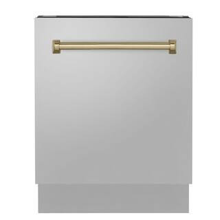 Autograph Edition 24 in. Top Control 8-Cycle Tall Tub Dishwasher with 3rd Rack in Stainless Steel & Champagne Bronze | The Home Depot