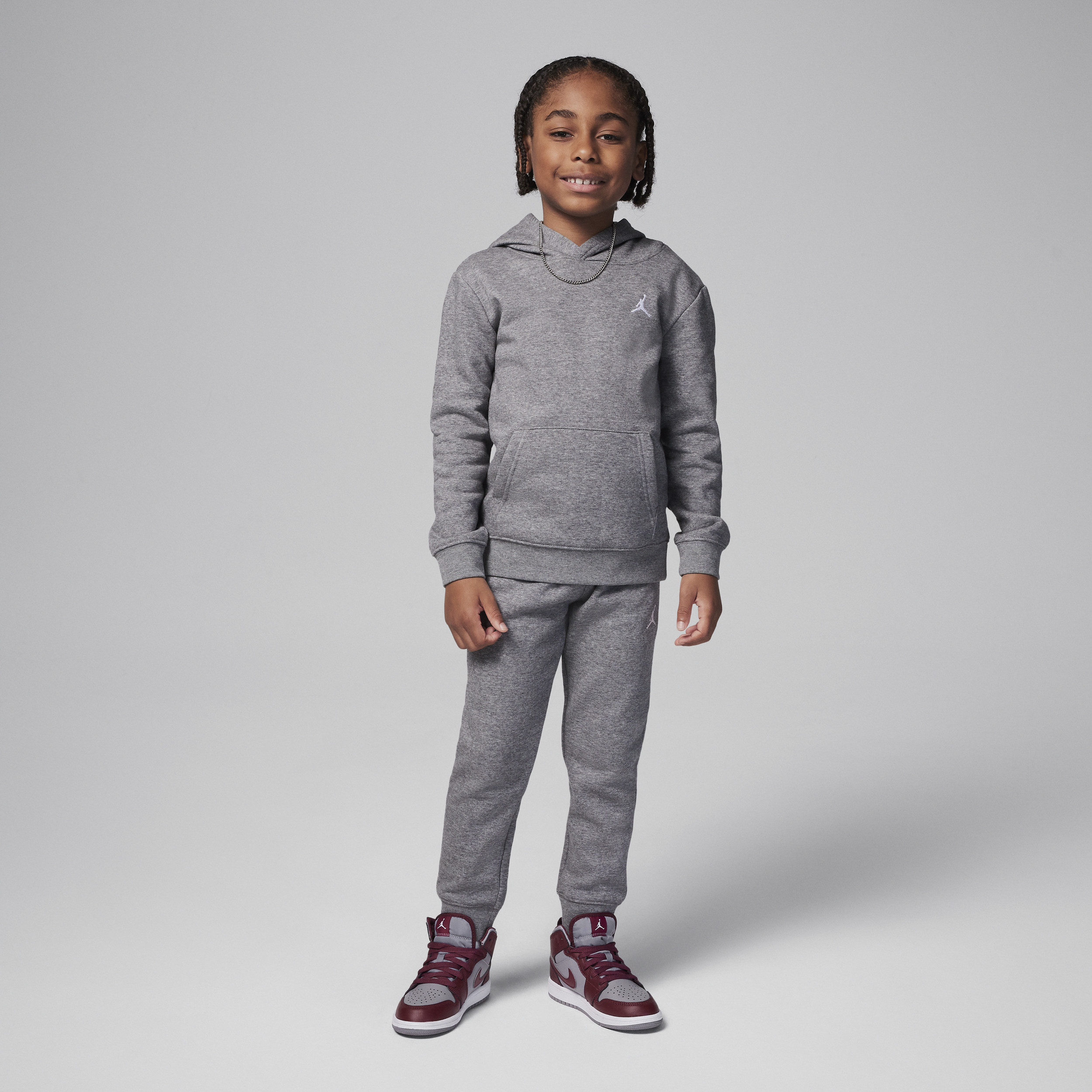 Jordan MJ Brooklyn Fleece Little Kids' 2-Piece Pullover Hoodie Set in Grey | 85D326-GEH | Nike (US)