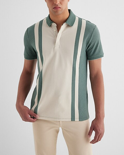 Multi Stripe Luxe Pique Polo | Express