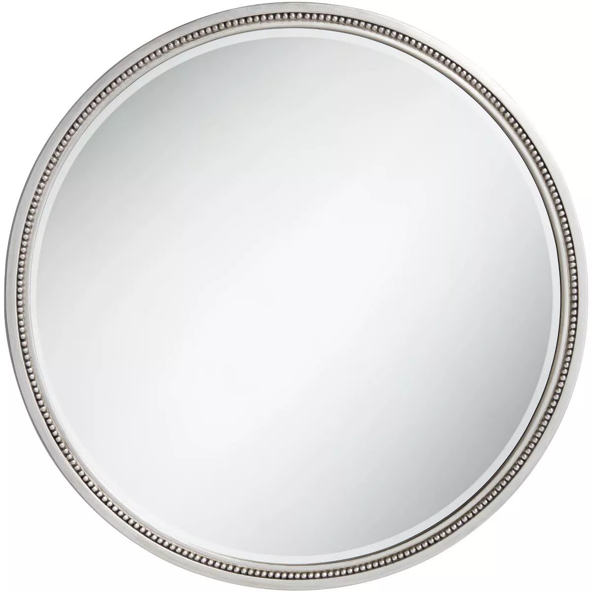 Noble Park Lorraine Round Vanity Decorative Wall Mirror Modern Beveled Beaded Trim Silver Wood Fr... | Target