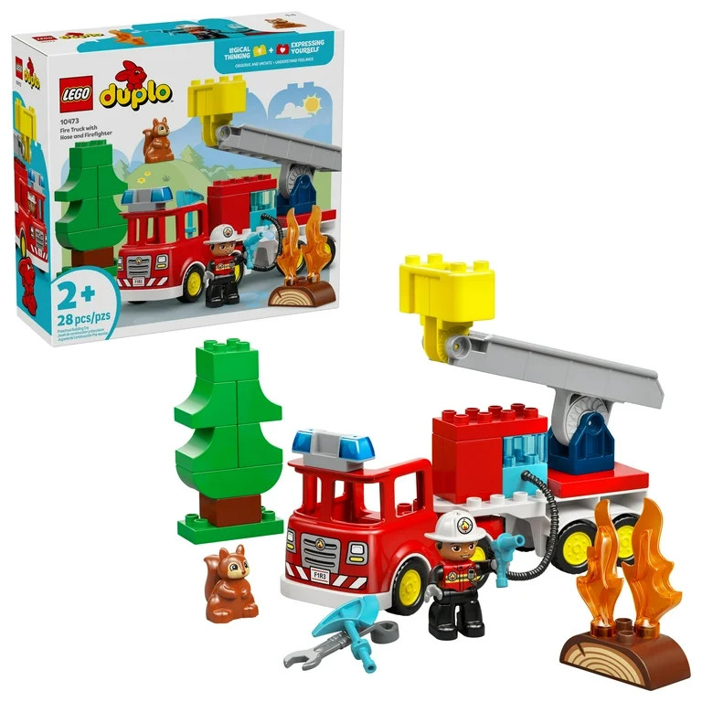 LEGO DUPLO Town Fire Truck with Hose and Firefighter Building Toy for Toddlers - Learning Play Se... | Walmart (US)