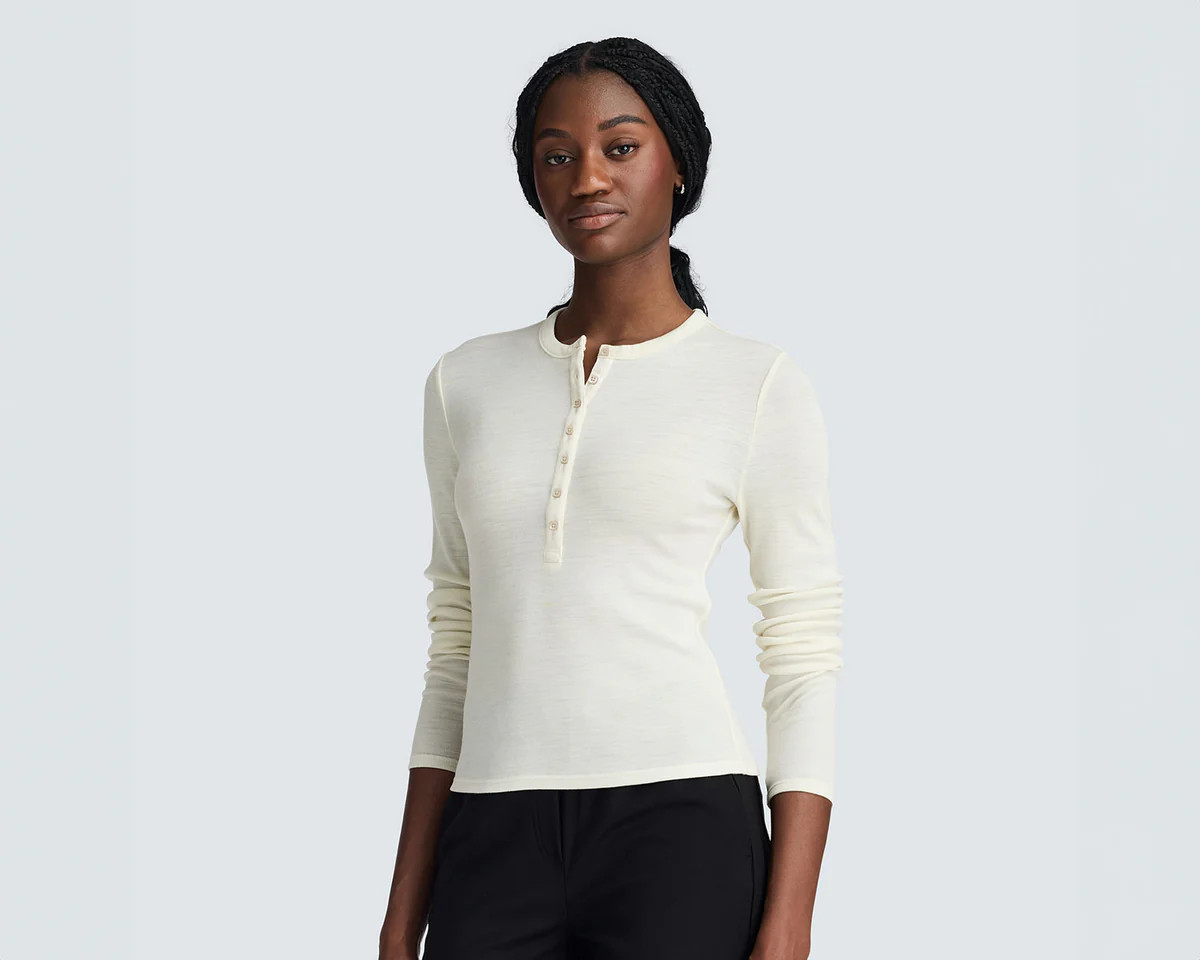 Women's Merino Rib Henley | Unbound Merino | Unbound Merino