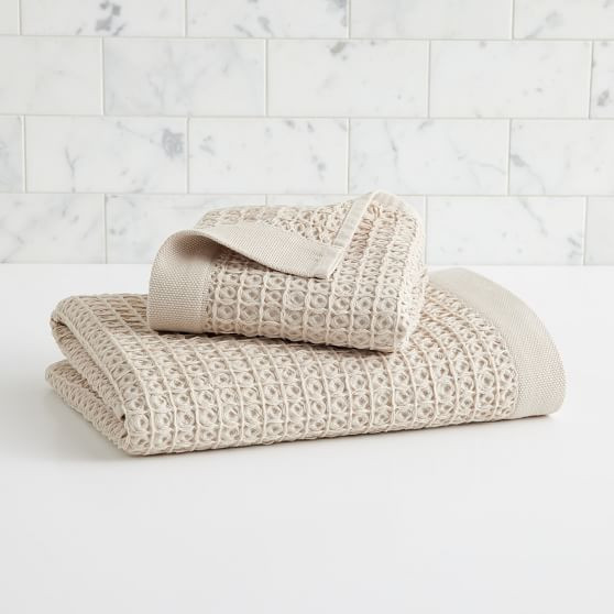 Plush Waffle Towel, Sand, Set of 2 | West Elm (US)