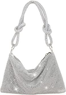 Rhinestone Purses for Women Chic Sparkly Evening Handbag Bling Hobo Bag Shiny Silver Clutch Purse... | Amazon (CA)