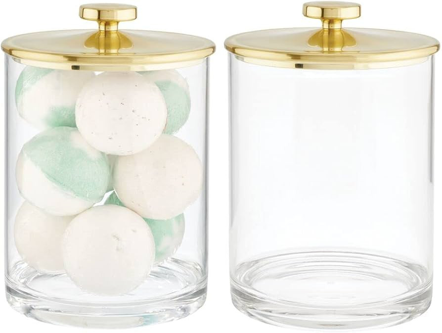 mDesign Modern Plastic Round Bathroom Vanity Countertop Storage Organizer Apothecary Canister Jar... | Amazon (CA)