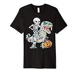 Skeleton Riding Mummy Dinosaur T rex Halloween Kids Boys Men Premium T-Shirt | Amazon (US)