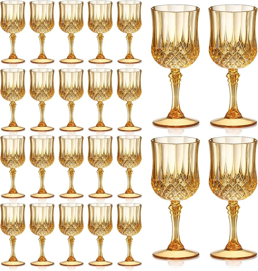 XUWAIDSGN 7oz Plastic Vintage Wine Glasses Drinking Glasses Unbreakable Wedding Glassware Crystal... | Amazon (US)