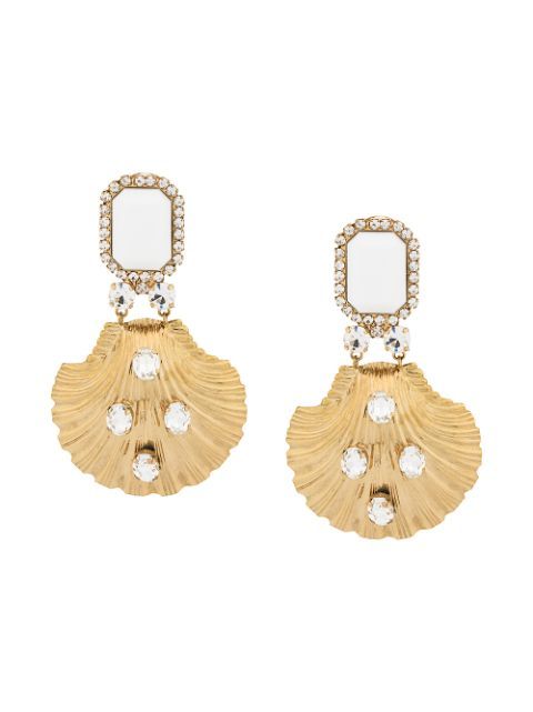 Alessandra Richcrystal embellished seashell earrings | FarFetch Global