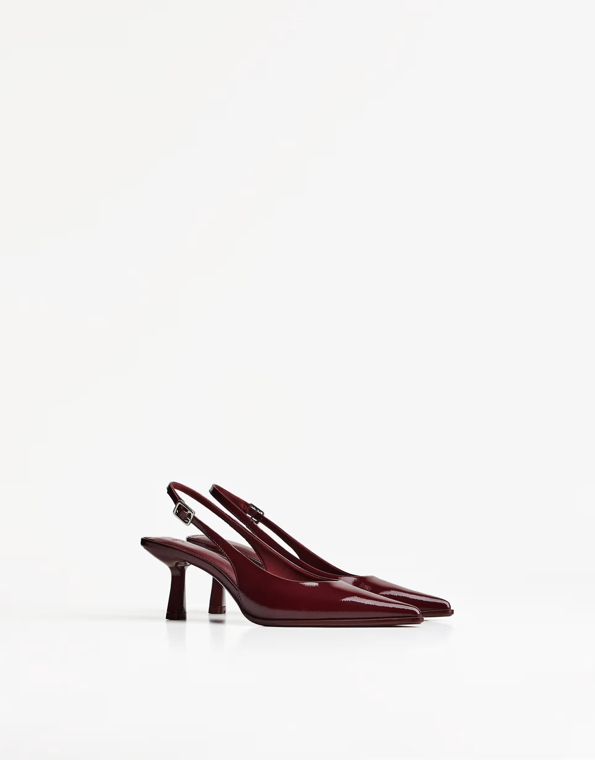Bershka Kitten heel slingback shoes in burgundy | ASOS (Global)
