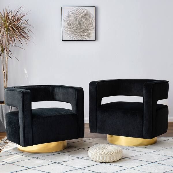 Carisa Swivel Barrel Chair with Open Back,Set of 2 - BLACK | Bed Bath & Beyond