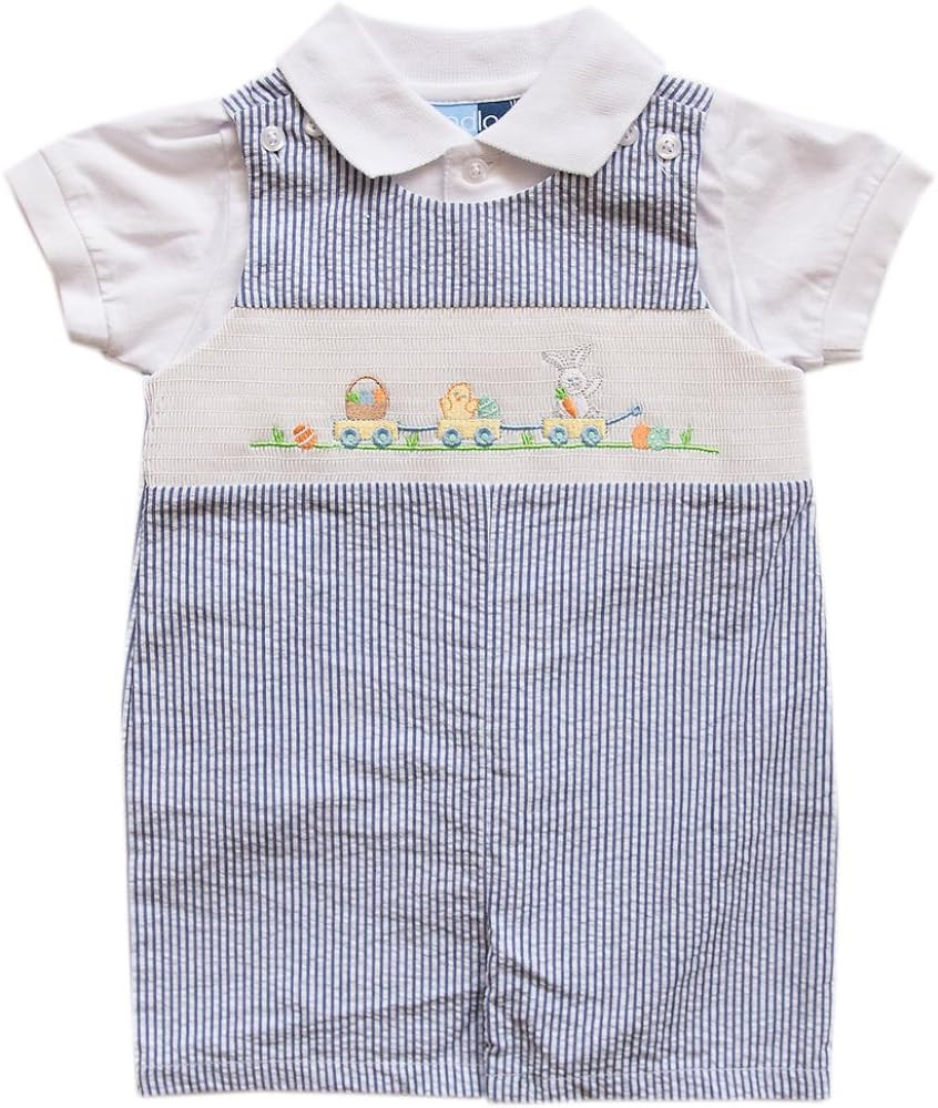 Good Lad Newborn/Infant Boys Two Piece Smocked Shortall Set with Bunny Theme | Amazon (US)