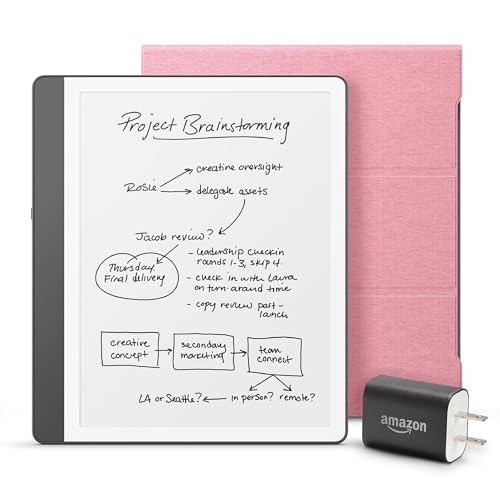 New Amazon Kindle Scribe Essentials Bundle including New Kindle Scribe (32 GB) - Tungsten, Premium Pen, Fabric Folio-Rose, and Power Adapter | Amazon (US)