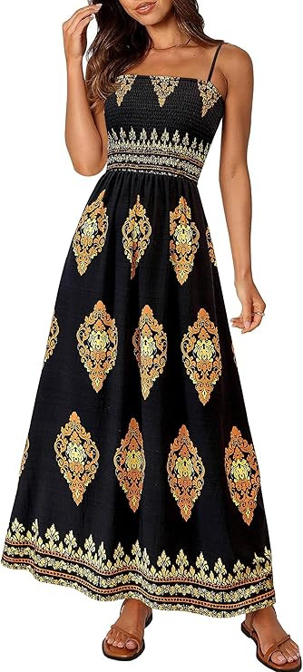 PRETTYGARDEN Summer Dress for Women 2026 Floral Sundress Spaghetti Strap Flowy Beach Vacation Boh... | Amazon (US)