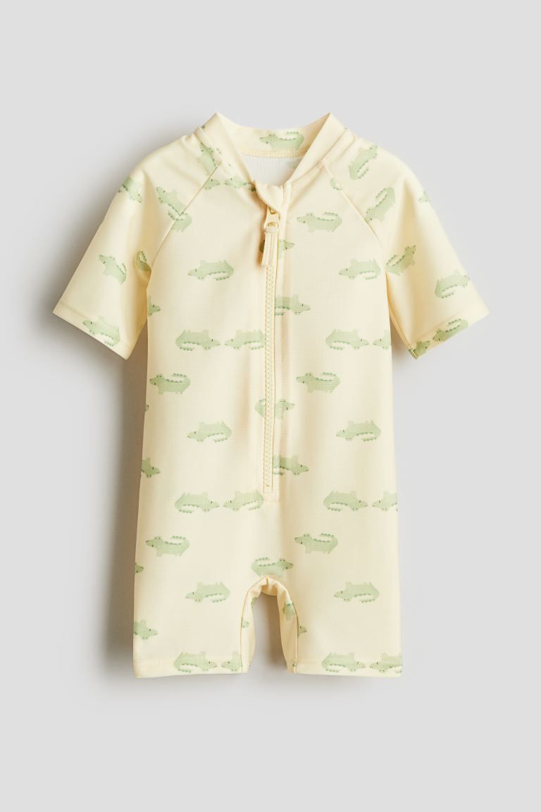 Swimsuit UPF 50 - Long sleeve - Short - Yellow/crocodiles - Kids | H&M US | H&M (US + CA)