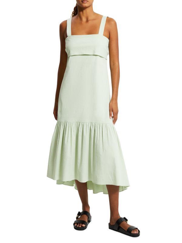 Tie Back Linen Sleeveless Midi Dress | Saks Fifth Avenue OFF 5TH