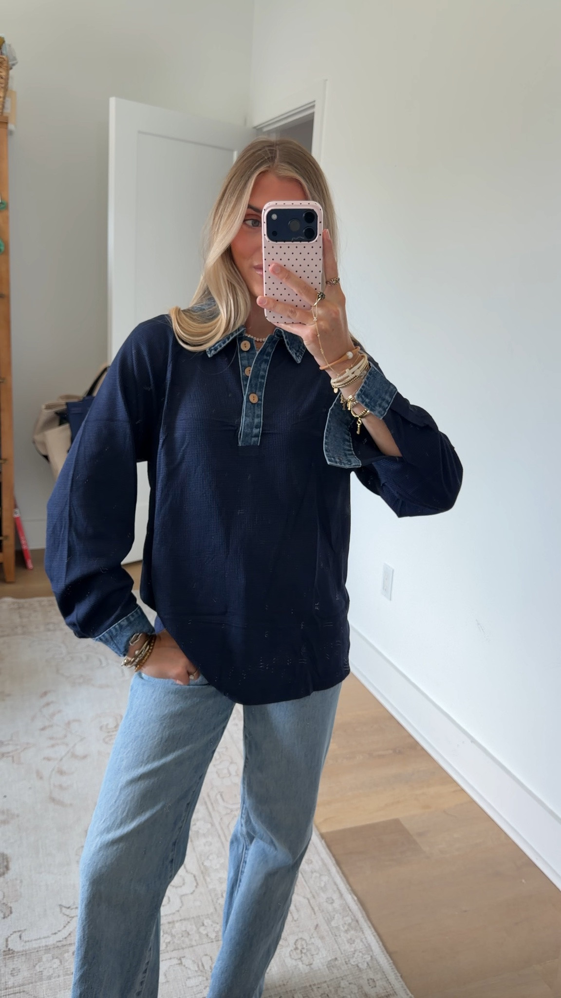 Amazon size small Soesdemo Women Waffle Denim Sweatshirts Fall Casual Knit Polo Sweatshirt
Soesdemo Long Sleeve Denim Lapel V Neck Pullover Top, Button Up Trendy Clothes, Loose Fit, Work Daliy Wear,Going out Outfits

#LTKootd #LTKSeasonal #LTKSaleAlert