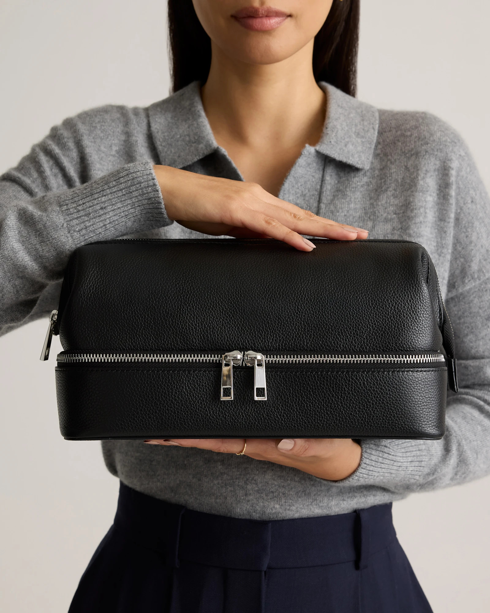 Italian Leather Dual Compartment Toiletry Bag | Quince
