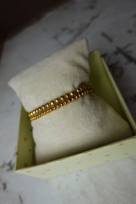 2 Pack Gold Stacking Bracelets  4mm Beaded Bracelet  3 MM | Etsy | Etsy (US)