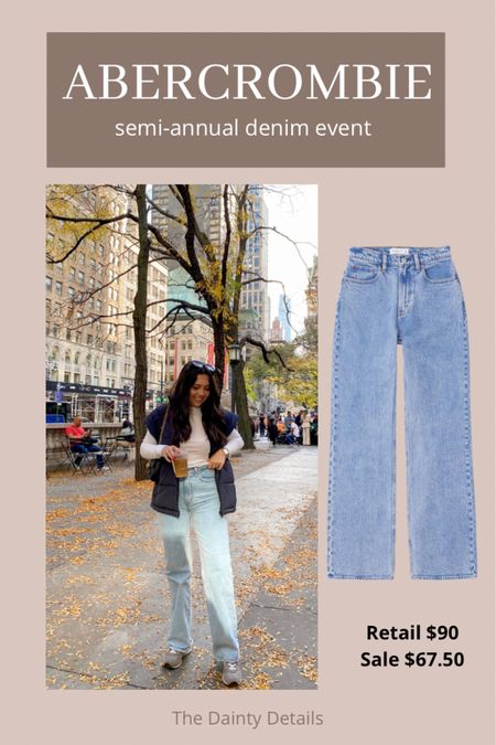 Abercrombie semi-annual denim sale! Wearing the high rise 90s loose jeans (my go-to pair!) in 25 short

#LTKsalealert #LTKBacktoSchool #LTKSeasonal