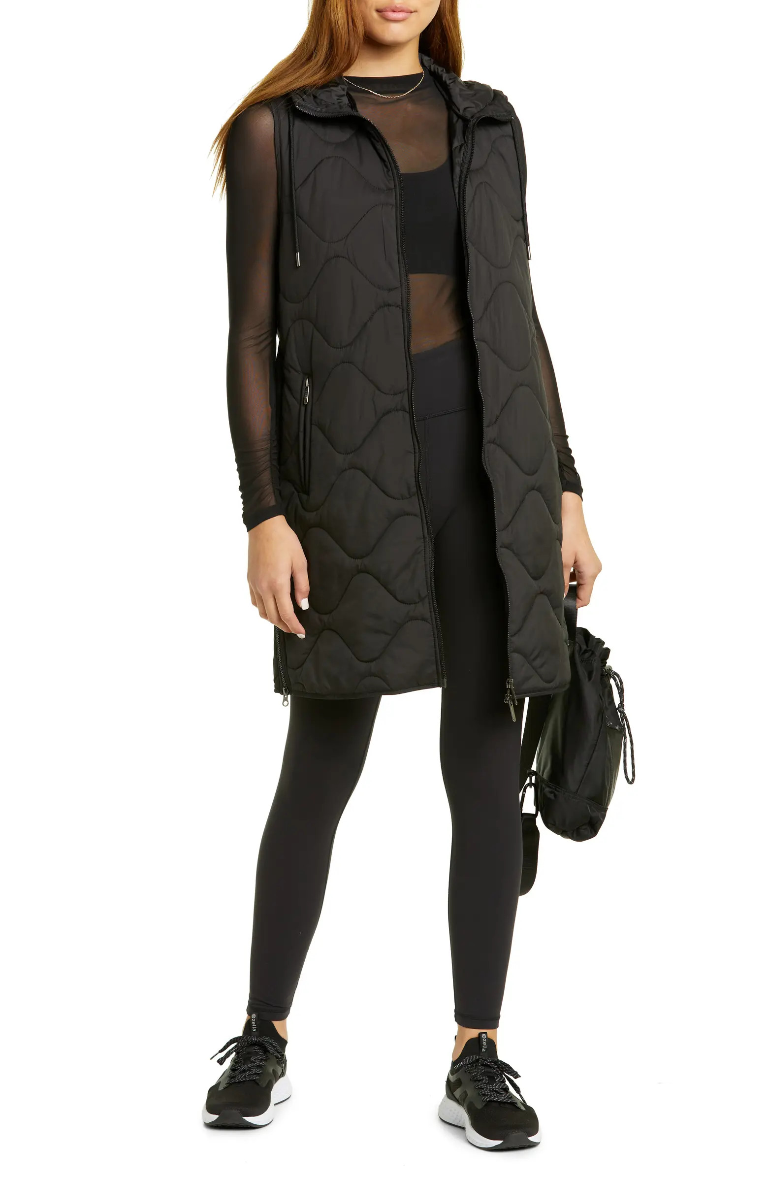 Belted Quilted Longline Recycled Polyester VestZELLA | Nordstrom