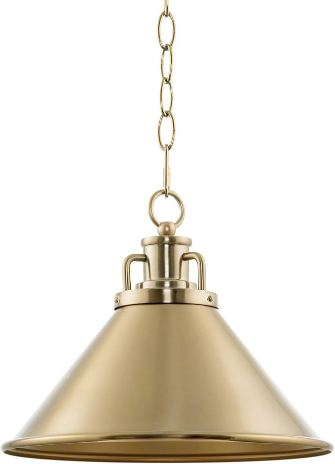 Kira Home Romine 12" Modern Pendant Light + Conic Metal Shade, Adjustable Height, Cool Brass Fini... | Amazon (US)