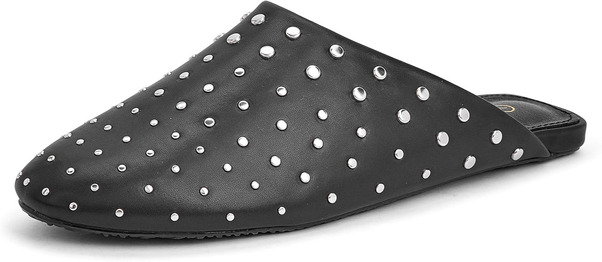 LUCKY STEP Women's Rivet Mules Flats Closed Toe Leather Fashion Slippers Sparkly Comfortable Back... | Amazon (US)
