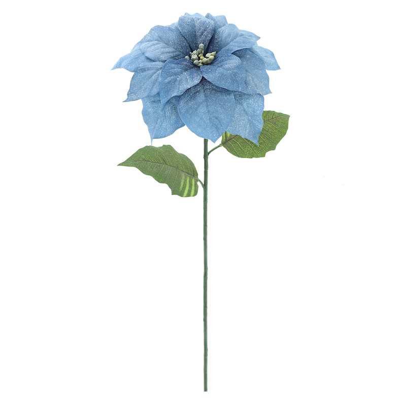 Icy Blue Poinsettia Floral Stem, 28" | At Home