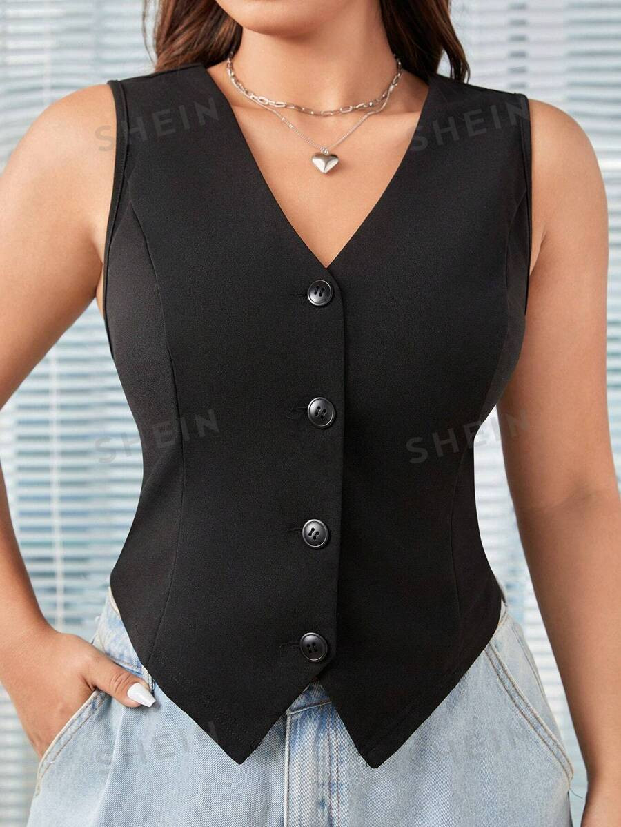 SHEIN EZwear Plus Size Women's Suit Vest | SHEIN
