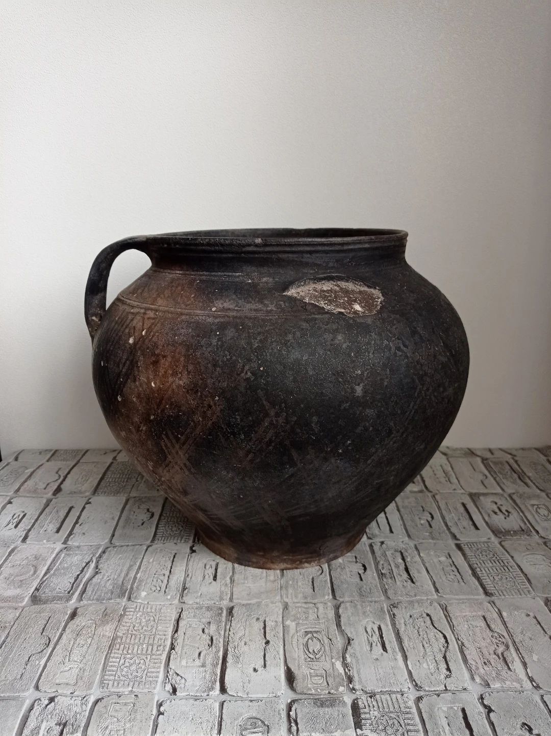 Old Black Vintage Clay Pot Large Rustic Clay Vase Old Big - Etsy | Etsy (US)