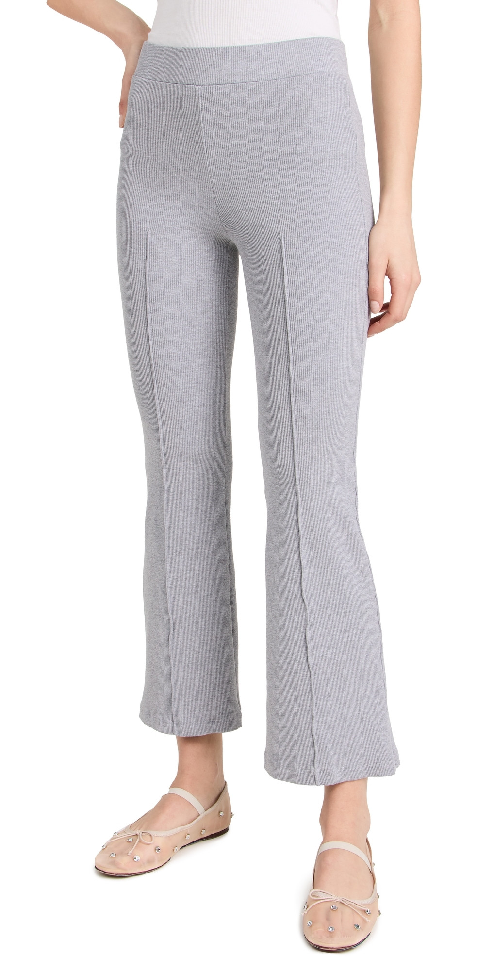 DONNI. Rib Kick Flare Trousers Heather Grey S | Shopbop