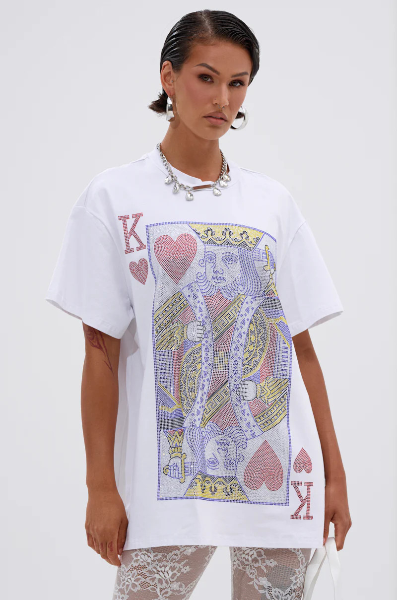 KING OF HEARTS OVERSIZED TEE IN WHITE | AKIRA